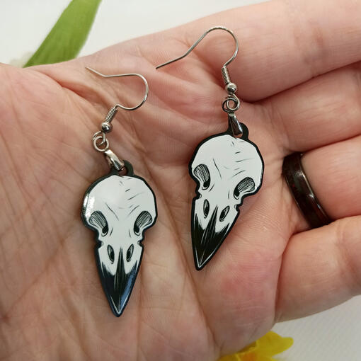 Raven Skull Acrylic Earrings